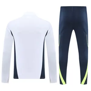25-26 Real Madrid White Training Kits Long Half-Zip Football Tracksuits 2