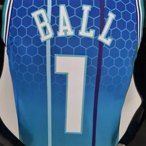 2022 BALL#1 Charlotte Hornets City Edition Blue NBA Jersey 7