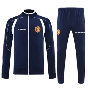 25-26 Manchester United Retro Navy Football Tracksuit Long Jacket Suits