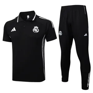 25-26 Real Madrid Polo Black Training Kits Football Tracksuits