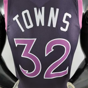 Minnesota Timberwolves TOWNS#32 Black and Purple NBA Jersey 2