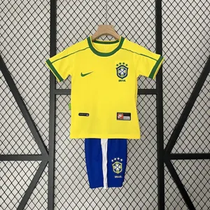 1998 Brazil Home Retro Kids Kit World Cup Shirt Soccer Jerseys Yupoo