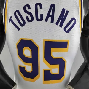 75th Anniversary TOSCANO #95 Los Angeles Lakers White NBA Jersey 4