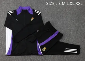 24-25 Real Madrid Black&Purple Football Tracksuit Long Jacket Suits 1