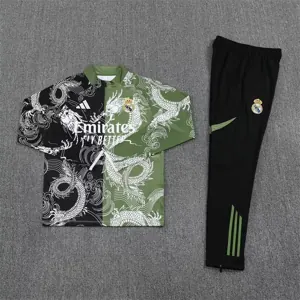 25-26 Real Madrid Green&Black Dragon Training Kits Long Football Tracksuits 2