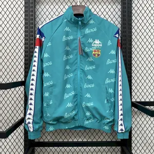 25-26 Barcelona Green&Blue Trench Coat Reversible Windbreaker Double-Sides Jacket 2