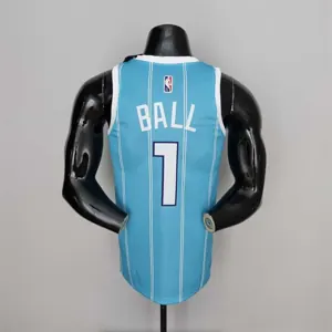 75th Anniversary Ball #1 Charlotte Hornets Blue NBA Jersey 5