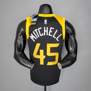 2021 MITHCHLL#45 Jazz City Edition Jersey Black Red 3