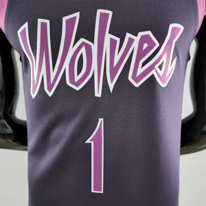 Minnesota Timberwolves EOWAROS#1 Black and Purple NBA Jersey 1
