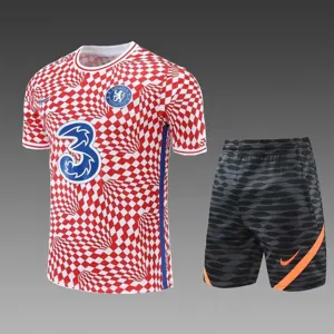 22-23 Chelsea Training Suit Short Sleeve Kit Red and White 15