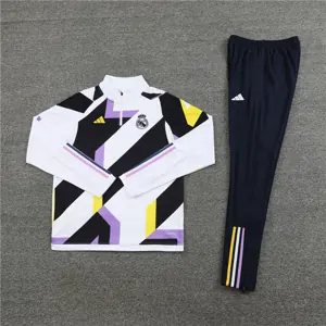 23-24 Real Madrid White&Black Long Sleeve Training Suit Cheap Jerseys Yupoo 1