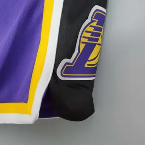 Lakers Purple Black Side NBA Shorts 2