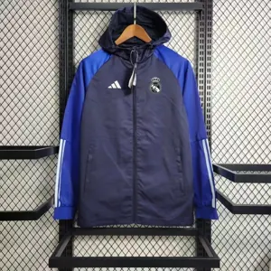 23-24 Real Madrid Windbreaker Navy Jackets Blue Sleeve Yupoo