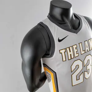 2018 JAMES #23 Cleveland Cavaliers Grey NBA Jersey 8