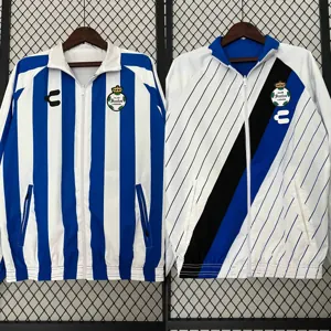 23-24 Santos Laguna Reversible Windbreaker White&Blue Double-Sides Jacket Soccer Jerseys For Sa