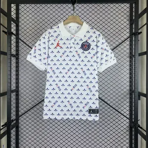 24-25 PSG Polo Jordan Co branded white Polo Shirt Soccer AAAAJersey Dropshipping Yupoo