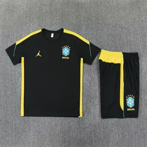 2026 Jordan Brazil Mens Kit Black with Yellow Training Suit Yupoo 6