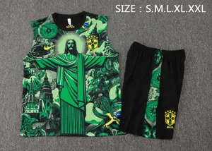 2024 Brazil Christ the Redeemer Green Vest Kit Soccer AAAAJersey Yupoo 1