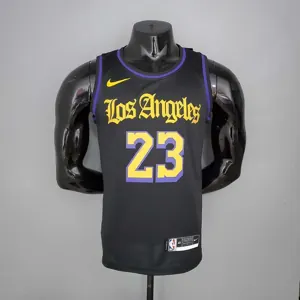 2021 James#23 Los Angeles Lakers Black Latin Black