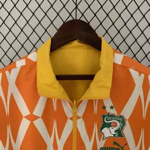 2024 Ivory Coast Reversible Windbreaker Yellow&Orange Double-Sides Jacket Soccer Jerseys For Sa 1