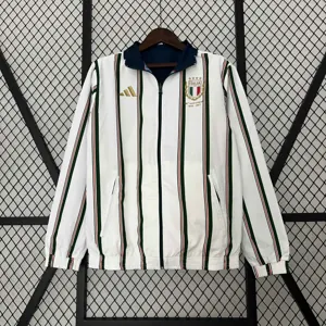2024 Italy Reversible Windbreaker White&Blue Double-Sides Jacket Soccer Jerseys For Sale 6