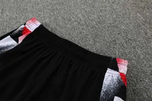 22-23 Manchester United training suit short sleeve kit red black and white color matching 1