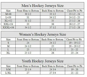 Hockey Jersey SIze Chart