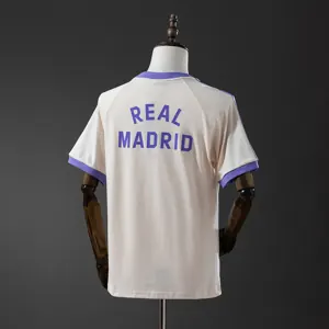 25-26 25-26 Real madrid Adidas Originals 3-stripes beige cotton t-shirt 1