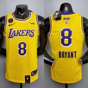 New Bryant #8 Lakers Commemorative Edition Round neck yellow