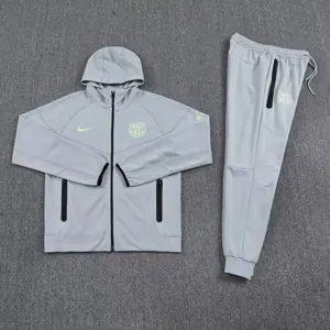 25-26 Barcelona Grey Football Tracksuit Long Jacket Suits 2