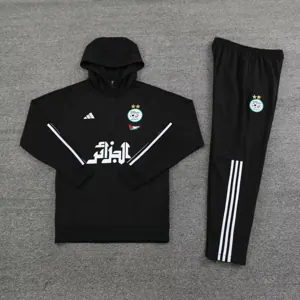 23-24 Algeria Black Hoodie Long Sleeve Training Suit Yupoo 2
