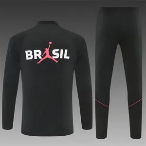 2026 Jordan Brazil Mens Kit Black Orange Half Pull Training Suit Yupoo 7 6