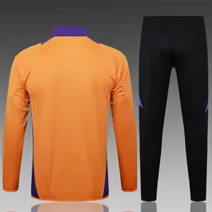 24-25 Real Madrid Orange&Blue Football Tracksuit Long Jacket Suits 3