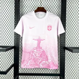 2025 Brazil Cristo Redentor Pink Special Edition T-Shirt Football Apparels Soccer AAAAJersey Yu 1