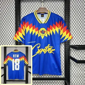 95-96 Club America RTW Blue Retro Kit Vintage Shirt Sport AAAAJersey Yupoo 4