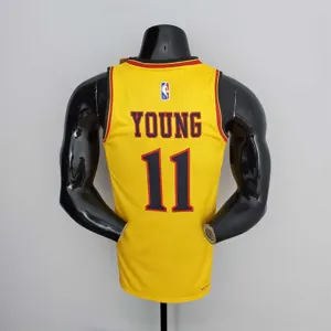 75th Anniversary 2202 Season YOUNG#11 Atlanta Hawks City Edition Yellow NBA Jersey 1