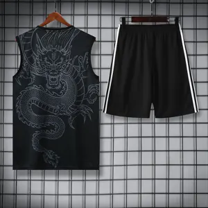 24-25 Real Madrid Dragon Black Training Vest Kits(Top+Shorts) Football Replicas Yupoo 2