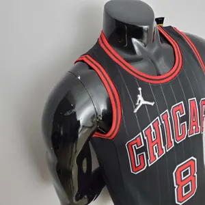 75th Anniversary LaVine#8 Bulls Flyers Black NBA Jersey 3