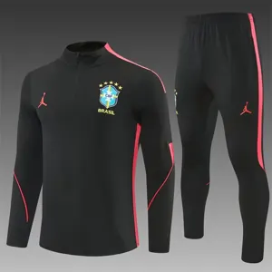 2026 Jordan Brazil Mens Kit Black Orange Half Pull Training Suit Yupoo 7 5