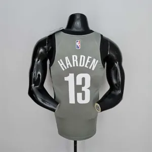 75th Anniversary Harden #13 Brooklyn Nets City Edition Gray NBA Jersey 7