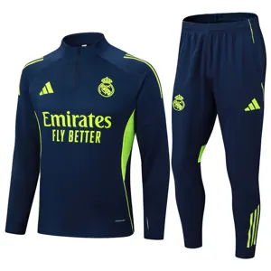 25-26 Real Madrid Navy&Green Training Kits Long Football Tracksuits