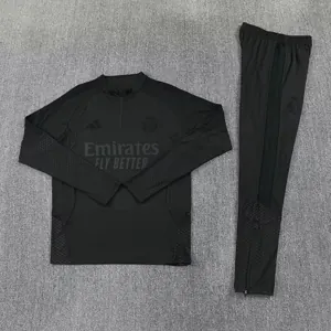 26-27 Real Madrid Mens Black Kit Football Aldult Training Long Sleeve Suit Yupoo 4