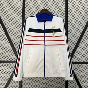 2024 France Reversible Windbreaker White&Blue Double-Sides Jacket Soccer Jerseys For Sale 4