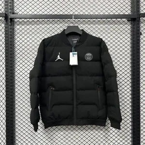 25-26 PSG Black Thermal Cotton-Padded Jacket Kit AAAAJersey Supply Yupoo 2
