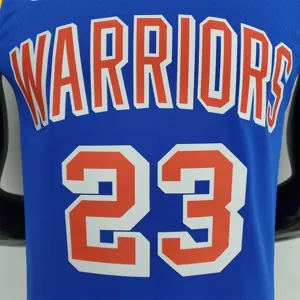 75th Anniversary Green#23 Warriors Vintage Blue NBA Jersey 4