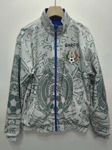 1999 Mexico Retro Trench Coat Reversible Windbreaker Double-Sides Jacket