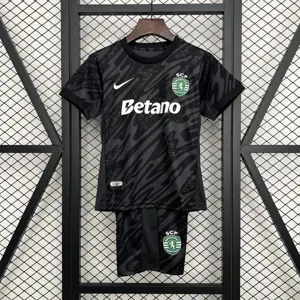 25-26 Sporting Lisbon Black Goalkeeper Kid Kits Youth Apparels Football AAAAJersey Supply Yupoo