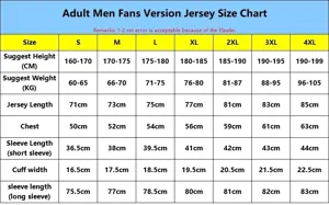 Fan Version Size Chart