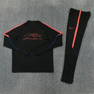 26-27 PSG Black Kit Football Aldult Training Long Sleeve Tracksuit Yupoo 5 4