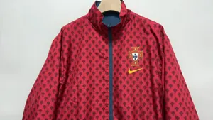 2025 Portugal Red&Blue Trench Coat Reversible Windbreaker Double-Sides Jacket 1